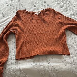 Bb Dakota Steve Madden Burnt Orange Cropped Sweater with puff sleeve